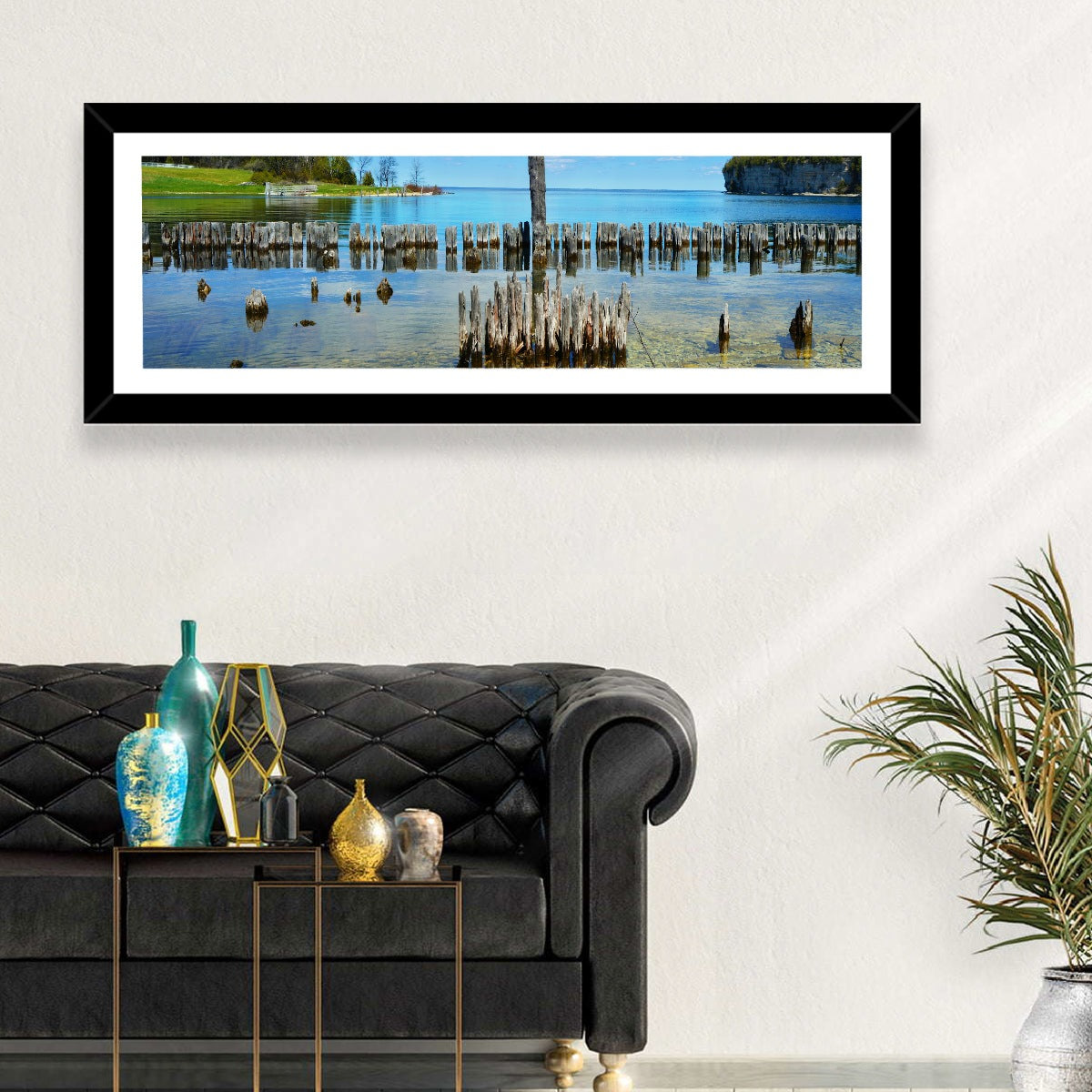 Big Bay De Noc Garden View Wall Art in a room, panoramic