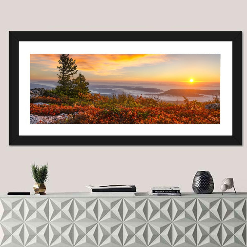 Sunrise Over Dolly Sods Wall Art in a room, panoramic