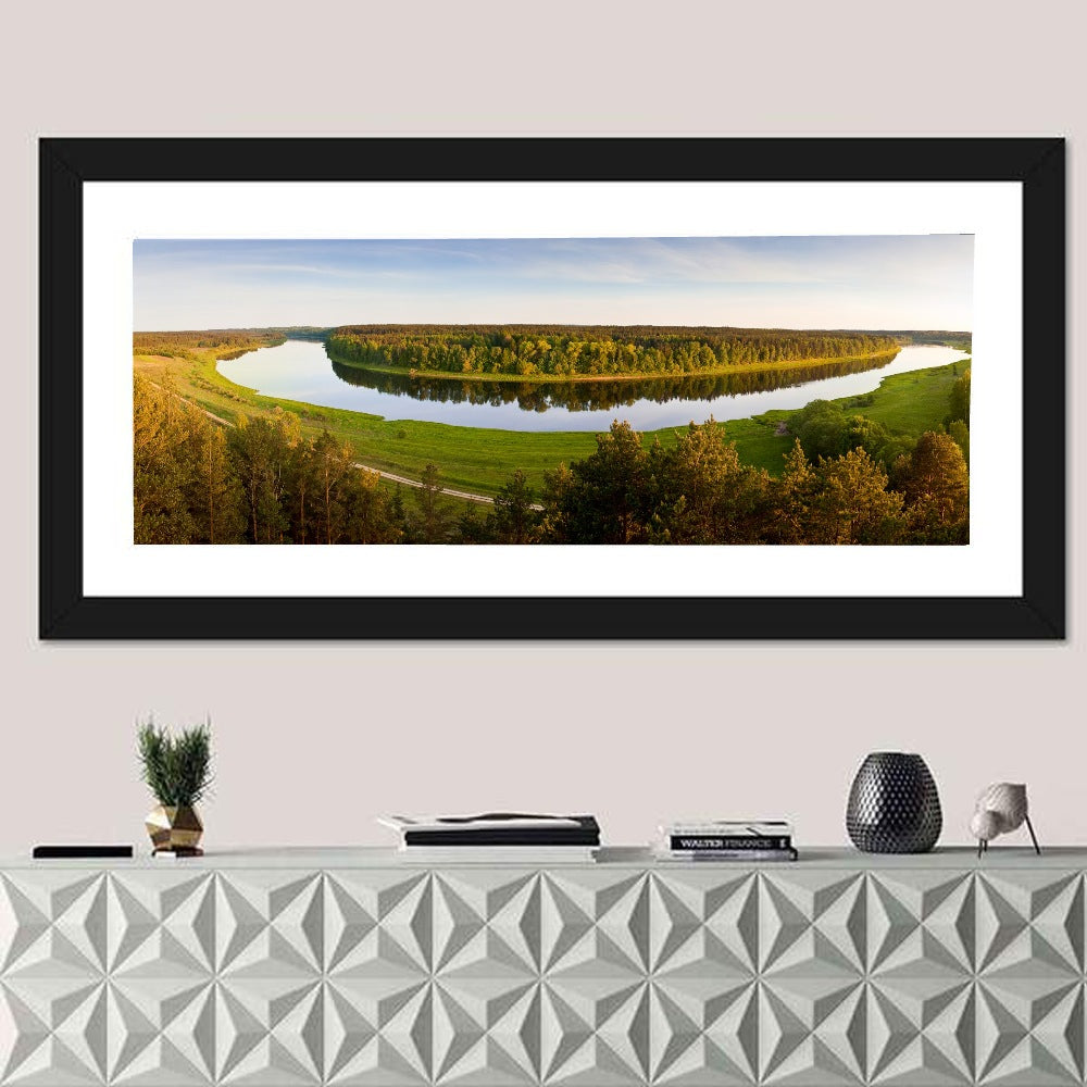 Daugava River Wall Art in a room, panoramic
