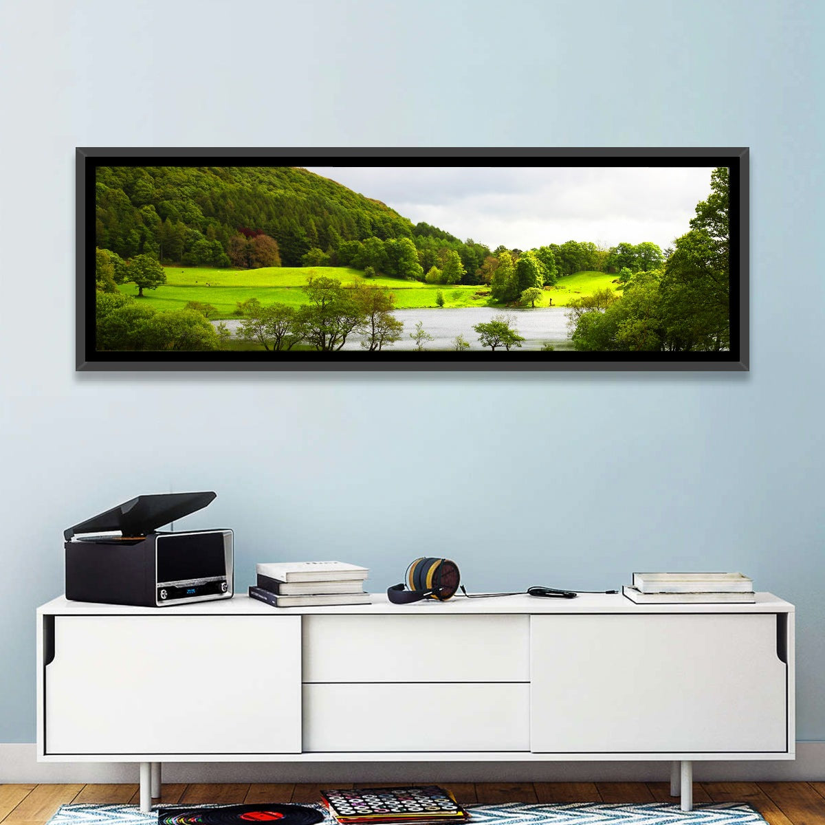 Cumbria Lake District Landscape Wall Art in a room, panoramic
