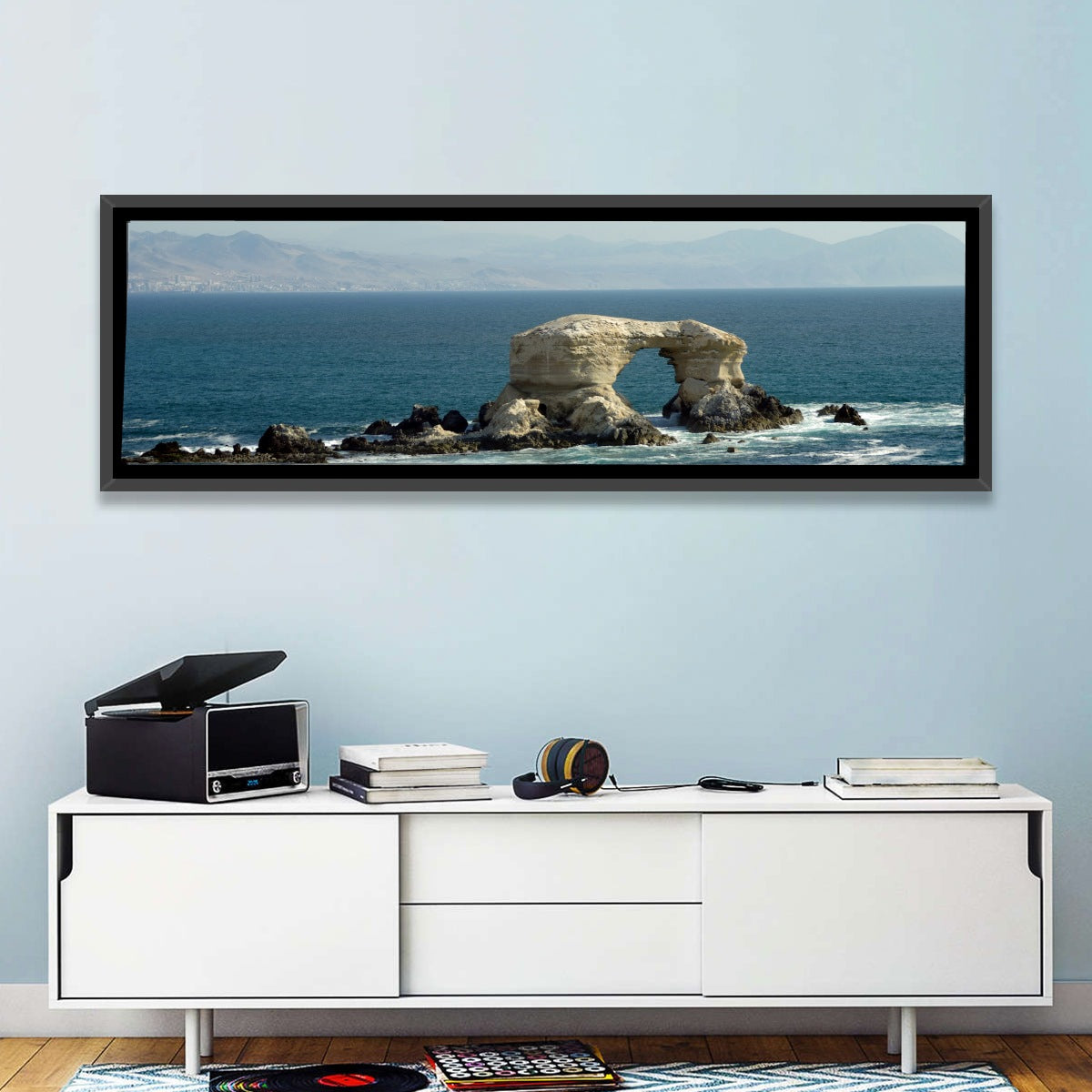 Stone Arch at Shell Beach Wall Art in a room, panoramic