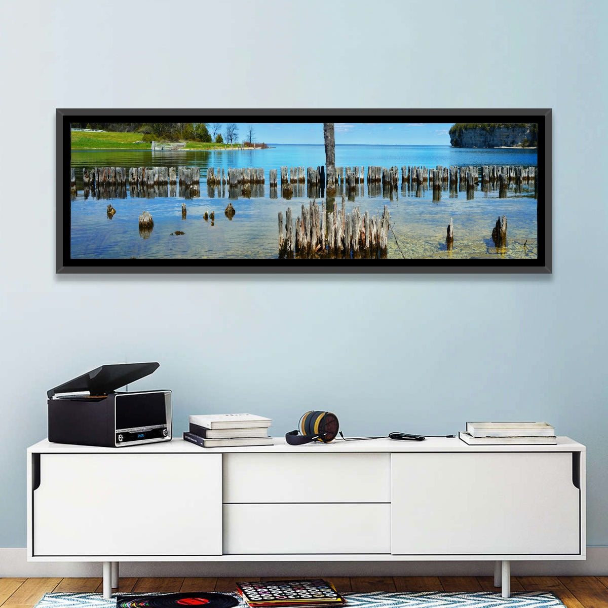 Big Bay De Noc Garden View Wall Art in a room, panoramic