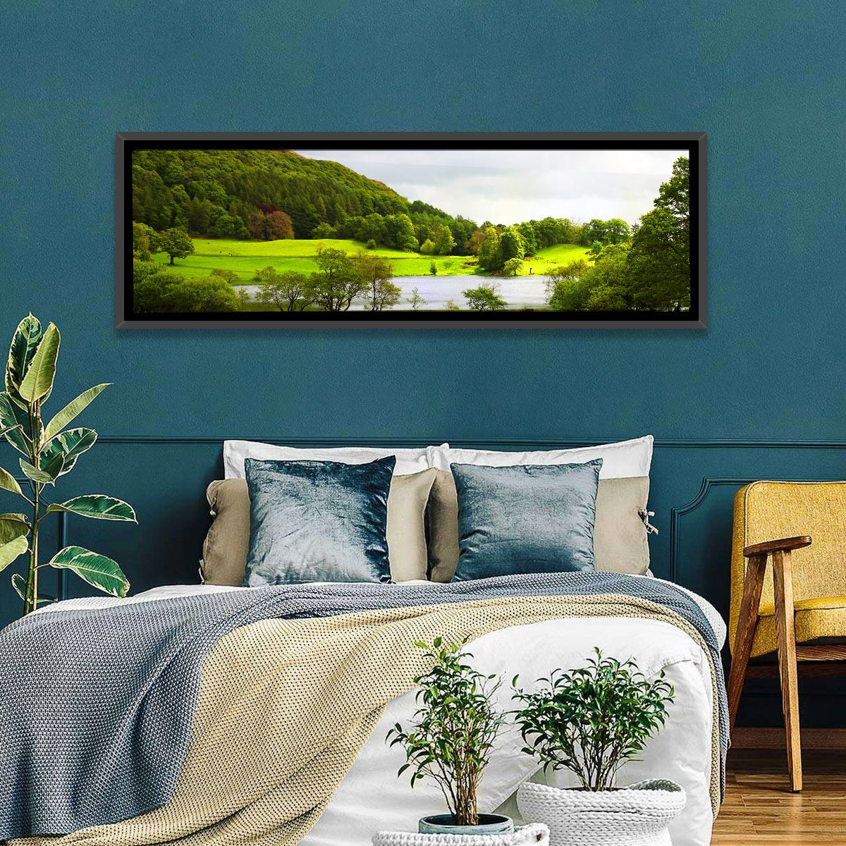Cumbria Lake District Landscape Wall Art in a room, panoramic