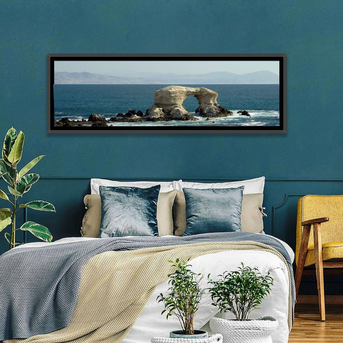 Stone Arch at Shell Beach Wall Art in a room, panoramic