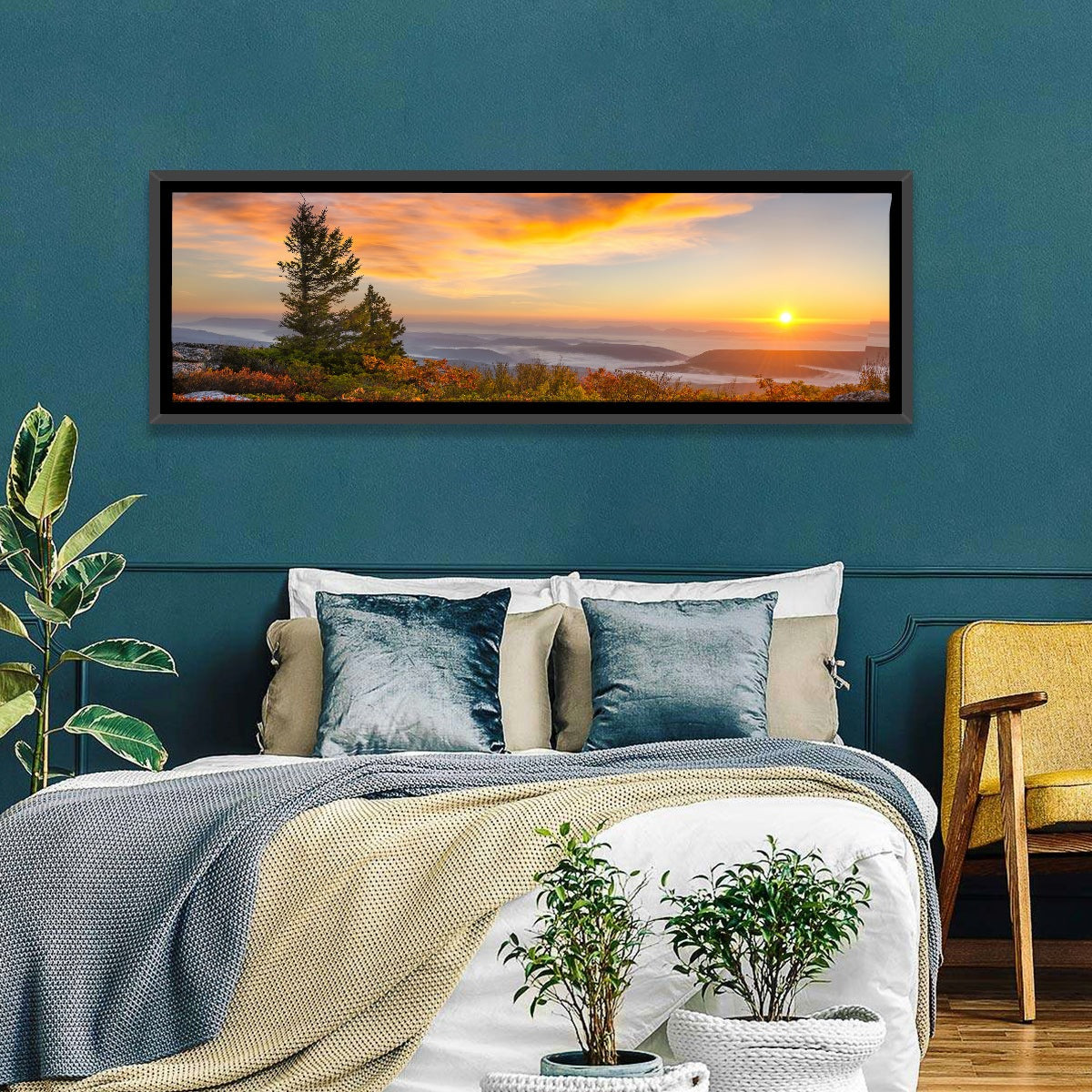 Sunrise Over Dolly Sods Wall Art in a room, panoramic