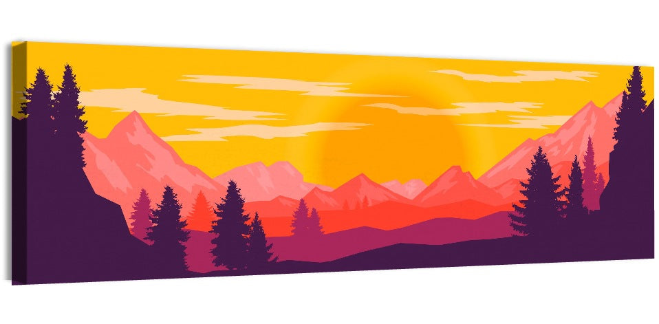 Crimson Peaks at Sunset Wall Art, canvas print, panoramic