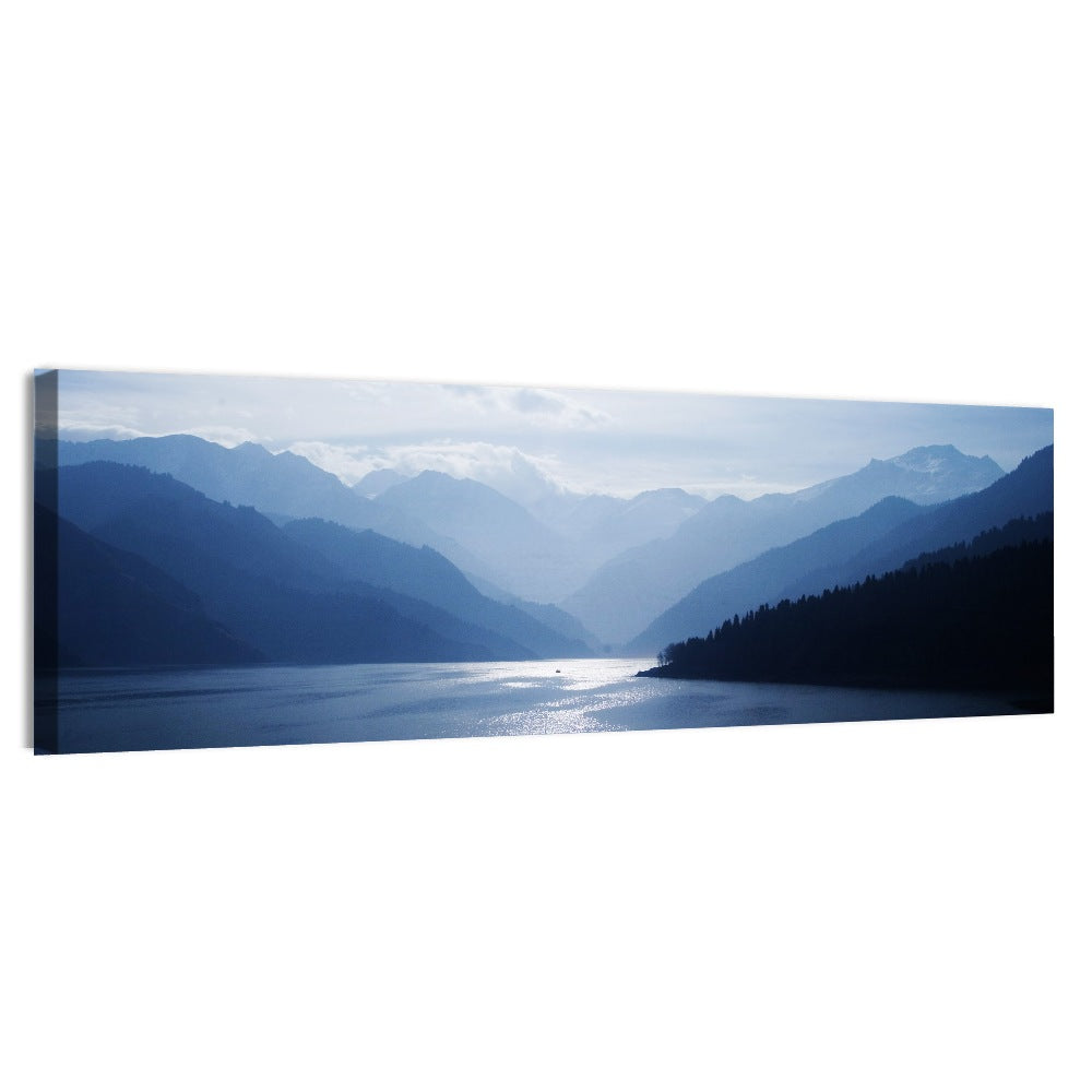 Xinjiang Lakeshore Serenity Wall Art, canvas print, panoramic