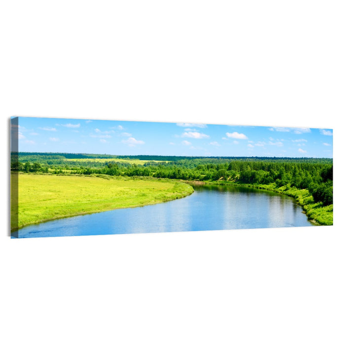 Blue River Meadow Wall Art as a canvas print