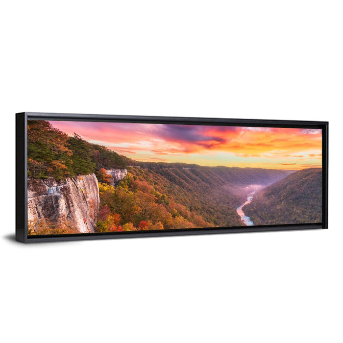New River Gorge Sunset Wall Art as a framed canvas