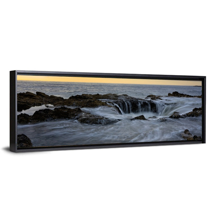 Thor's Well at Cape Perpetua Wall Art as a framed canvas