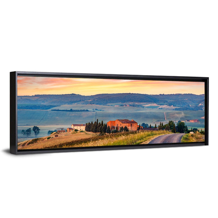 Tuscan Country Road Wall Art as a framed canvas