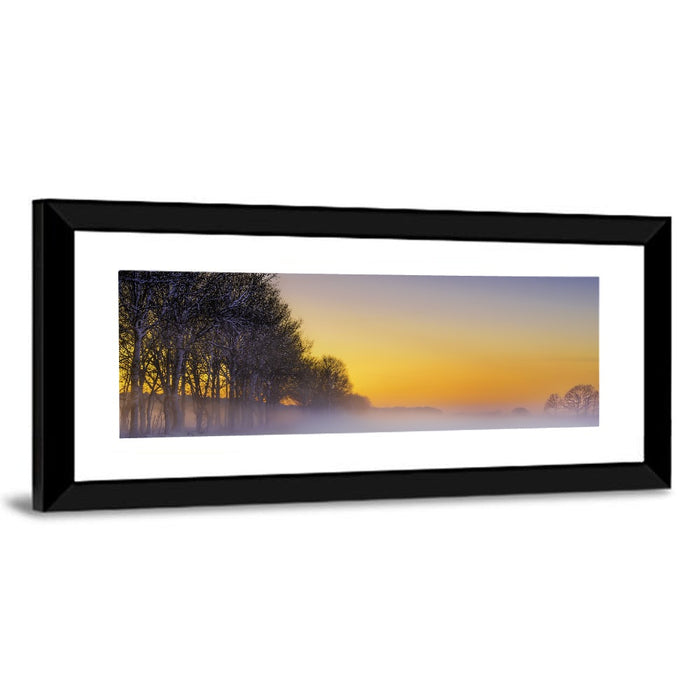 Winter Fog at Sunset Wall Art as a framed print