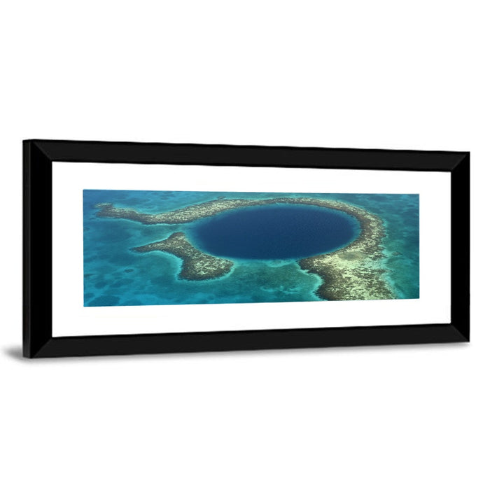 Great Blue Hole Aerial View Belize Wall Art as a framed print