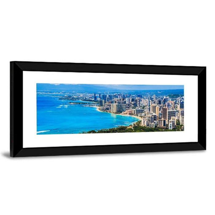 Honolulu Skyline Wall Art as a framed print