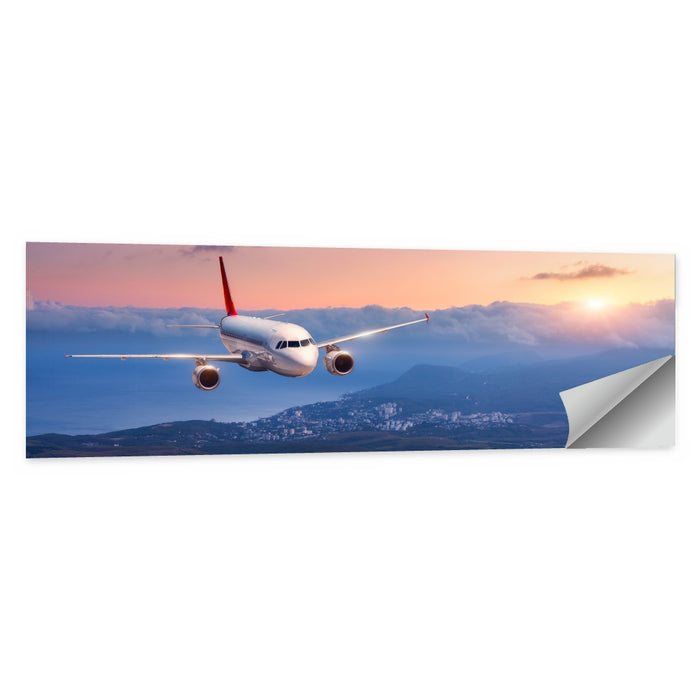Passenger Jet at Sunset Wall Art as a poster print