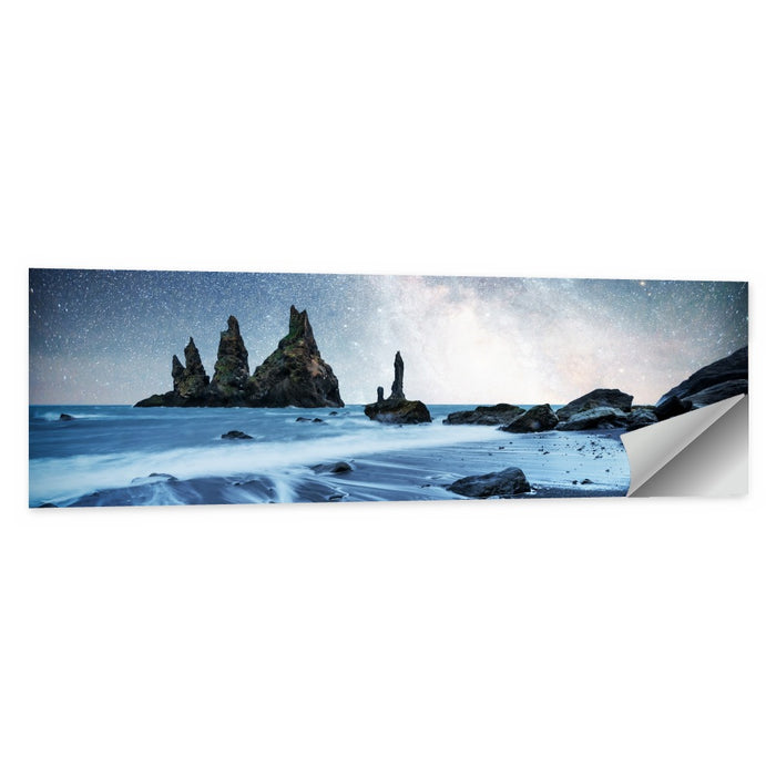 Reynisdrangar Sea Stacks Night Wall Art as a poster print