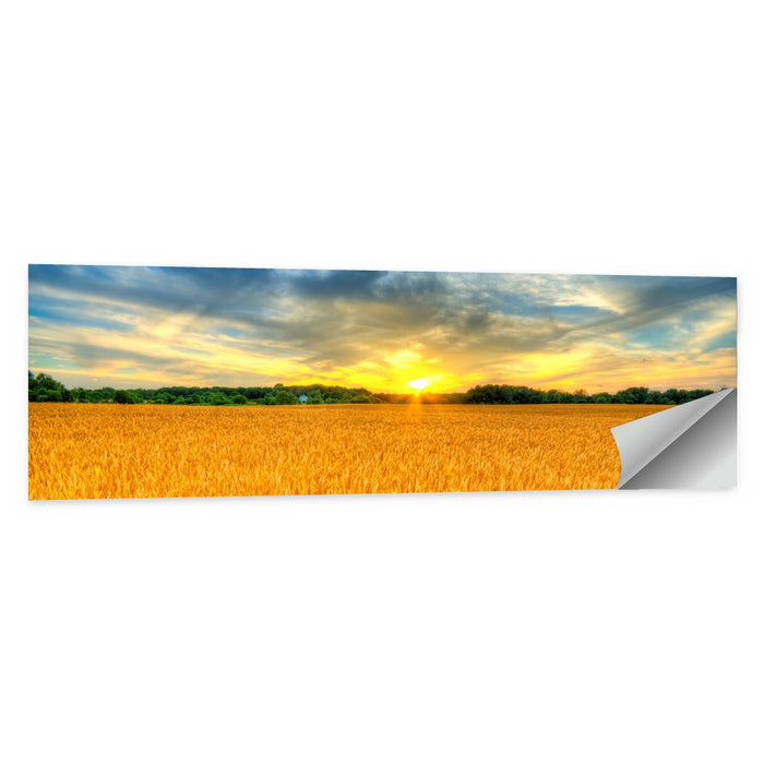 Wheat Field Sunset Wall Art as a poster print