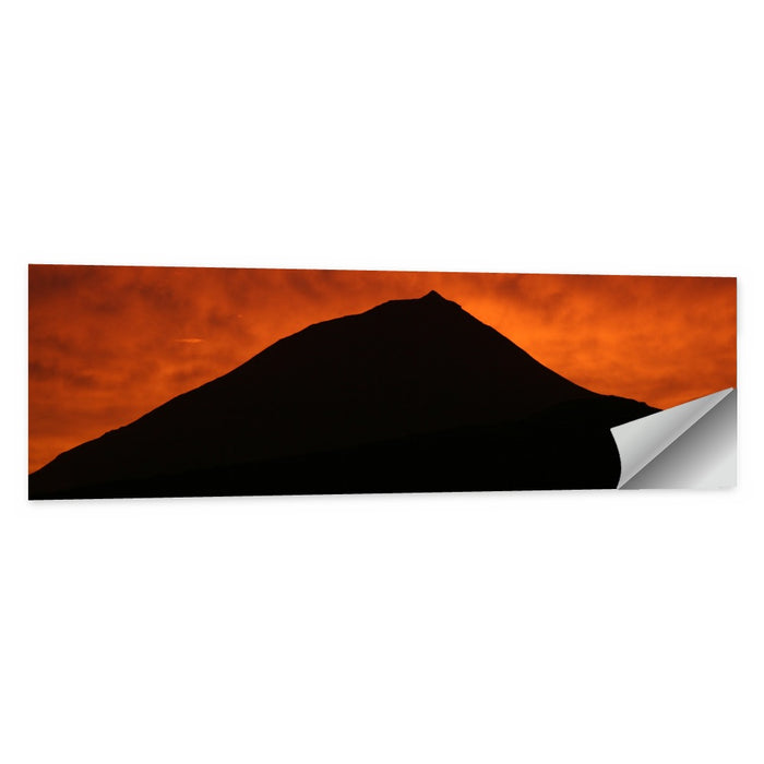 Pico Island Volcano Silhouette at Sunset Wall Art as a poster print