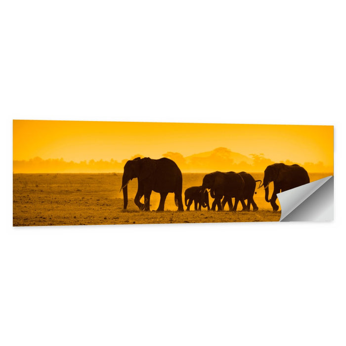 Elephant Family Silhouette Wall Art as a poster print