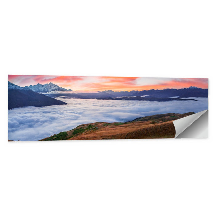 Mt Tetnuld Sunrise Over Clouds Wall Art as a poster print