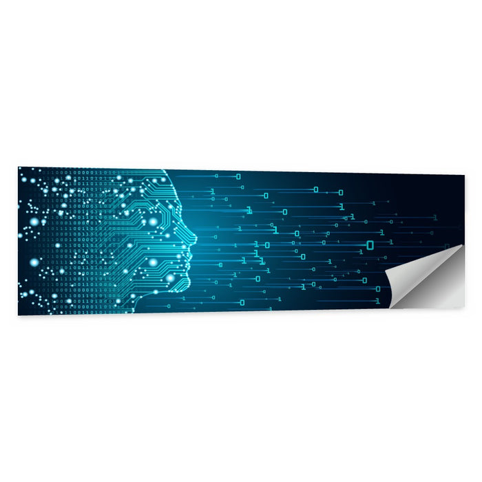 Blue Ai Head Profile Wall Art as a poster print