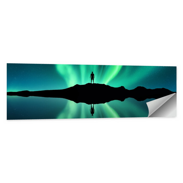 Northern Lights Over Mountain Lake, Norway Wall Art as a poster print