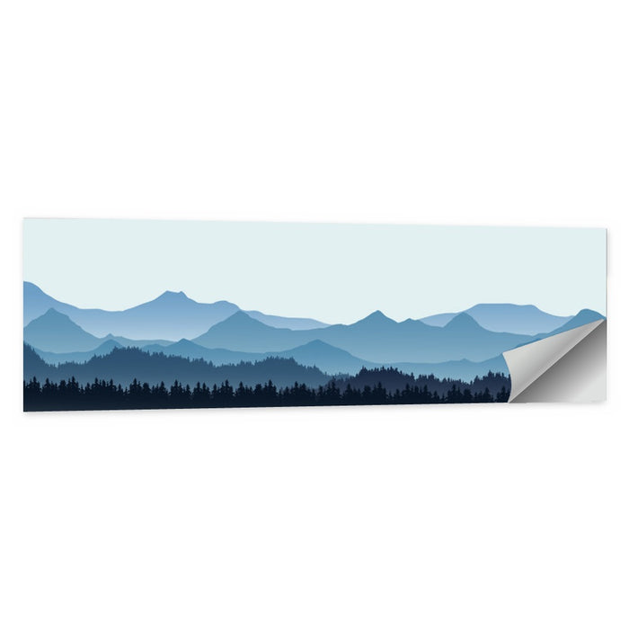 Layered Blue Mountain Range Wall Art as a poster print