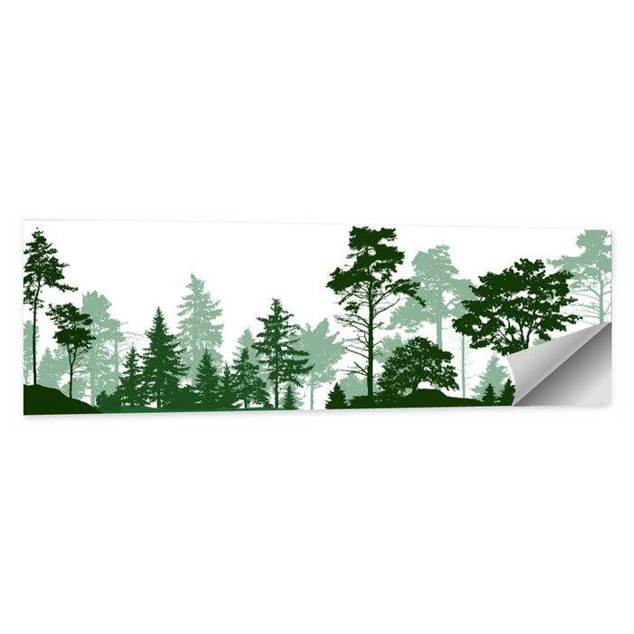 Layered Green Forest Silhouette Wall Art as a poster print