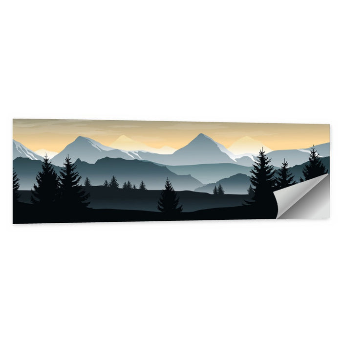 Misty Hills Sunset Silhouette Wall Art as a poster print