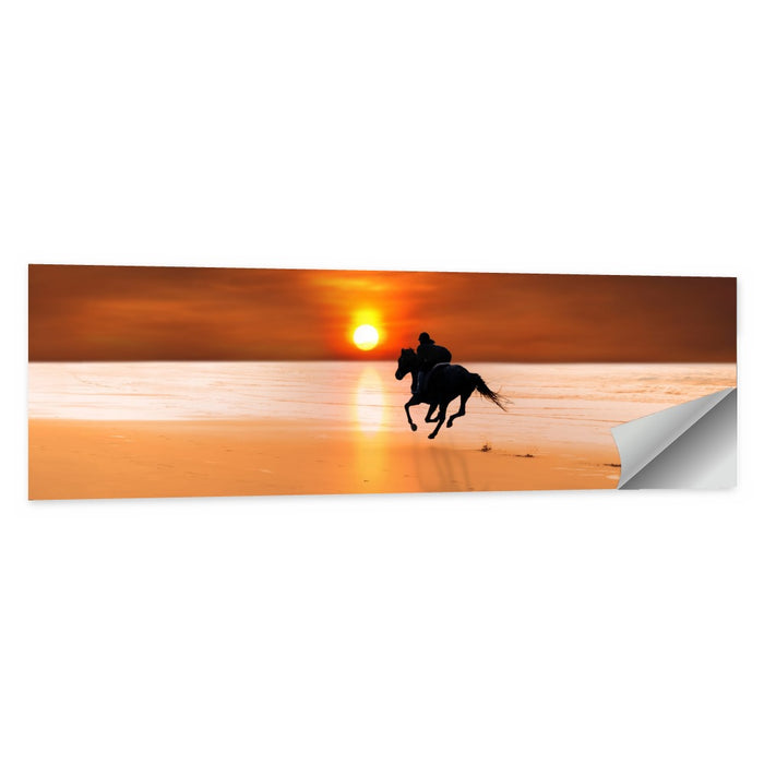 Horse and Rider at Sunset Wall Art as a poster print