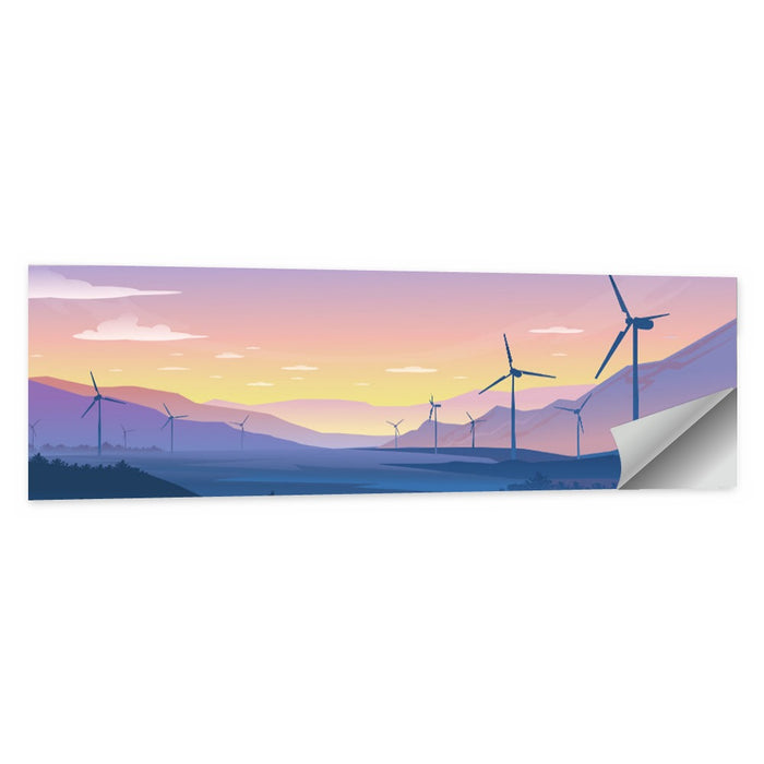 Dusk Wind Turbine Silhouettes Wall Art as a poster print
