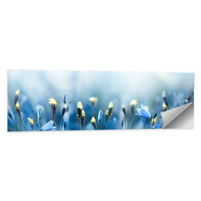 Blue Bellflowers and Yellow Buds Wall Art as a poster print