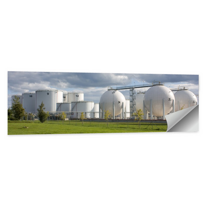 Numbered Industrial Storage Tanks Wall Art as a poster print