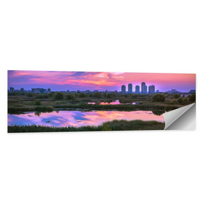Vacaresti Park Sunset Reflection Wall Art as a poster print