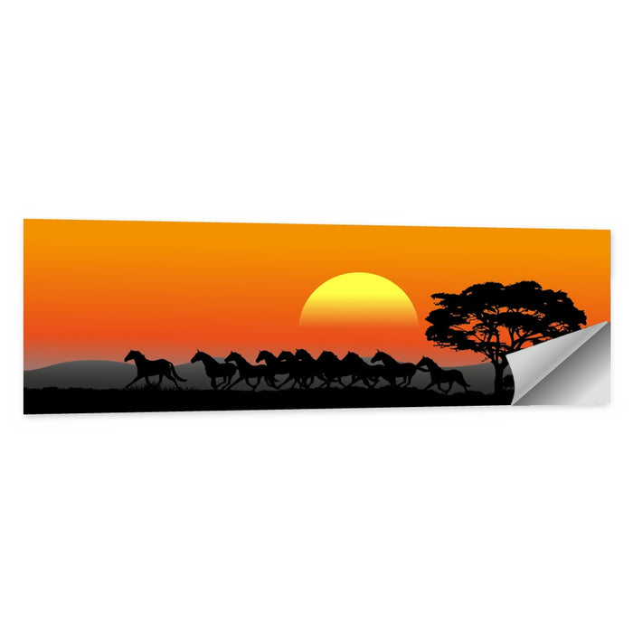 Herd of Horses at Sunset Wall Art as a poster print