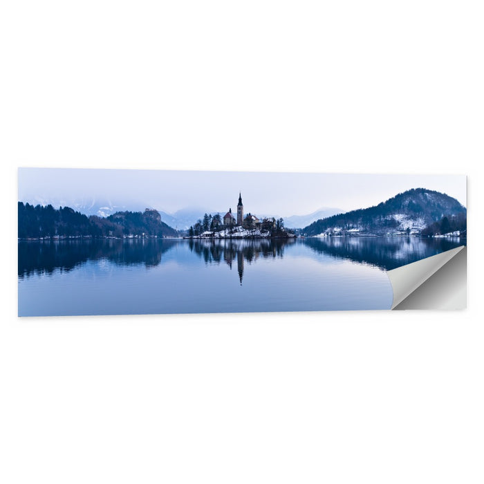 Bled Island Church in Winter Wall Art as a poster print