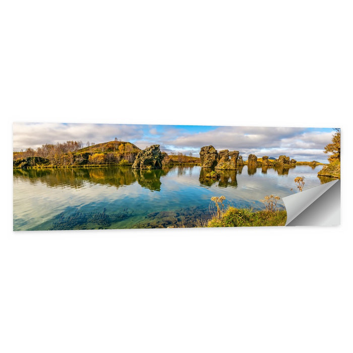 Myvatn Volcanic Rock Reflections Wall Art as a poster print