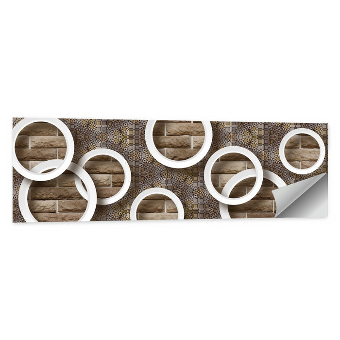 Flower Rings Over Brick and Tile Wall Art as a poster print
