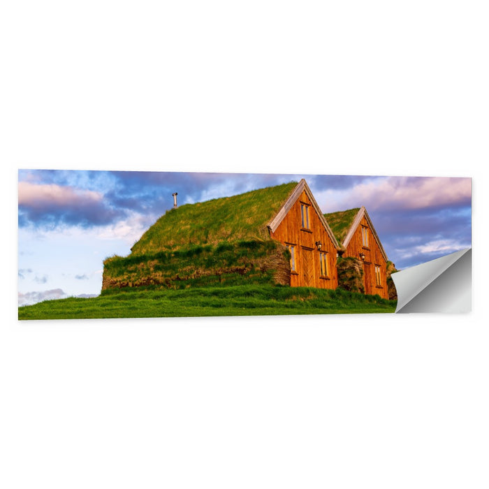 Icelandic Turf Houses at Dusk Wall Art as a poster print