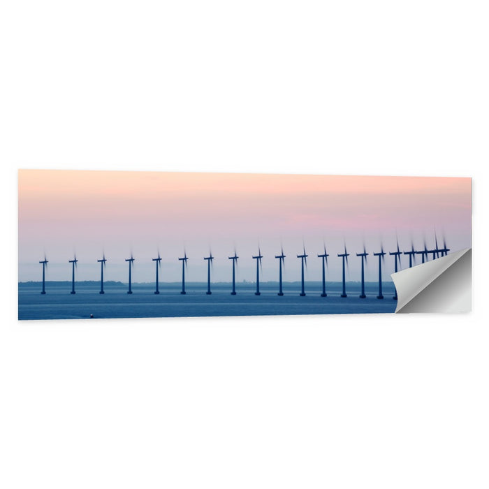 Coastal Wind Farm at Dusk Wall Art as a poster print