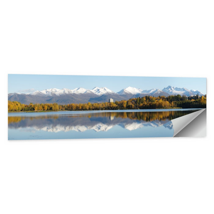 Anchorage Autumn Reflection and Chugach Mountains Wall Art as a poster print