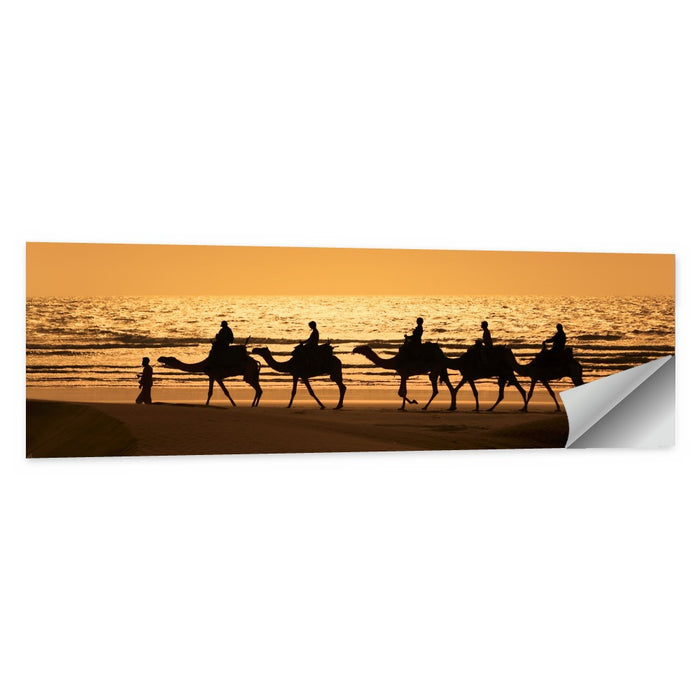 Camel Caravan at Sunset Wall Art as a poster print