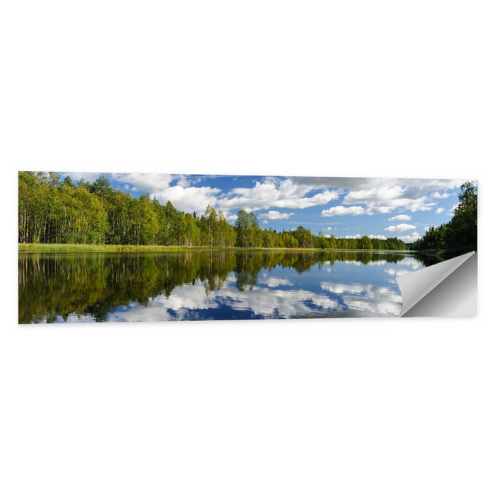 Red Kayak on Calm Lake Wall Art as a poster print