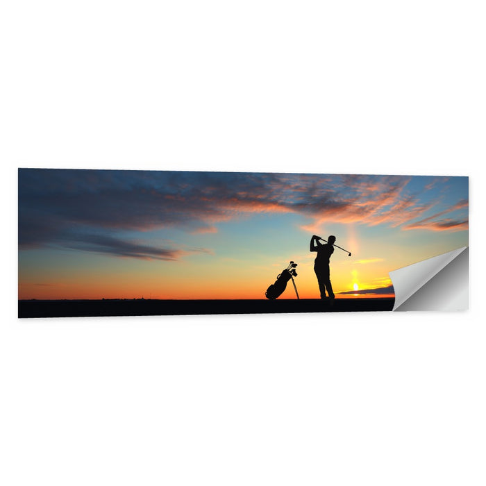 Sunset Golfer Silhouette Wall Art as a poster print