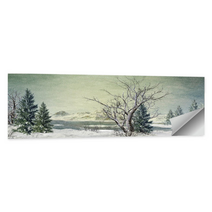Leafless Tree at Winter Lake Wall Art as a poster print