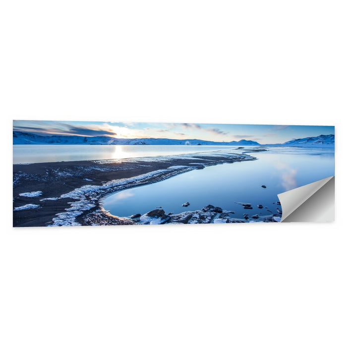 Lake Kleifarvatn Icy Shoreline Wall Art as a poster print