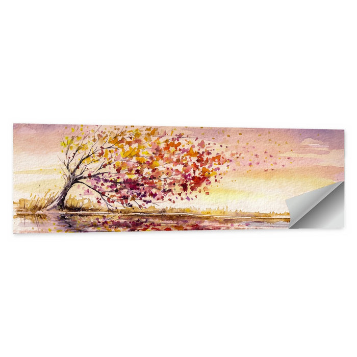 Windblown Autumn Tree Reflection Wall Art as a poster print