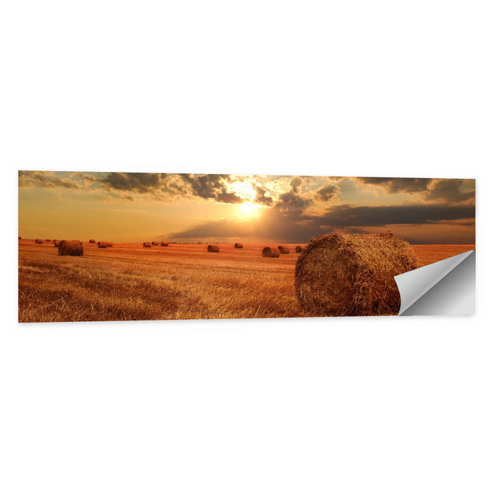 Golden Hour Hay Bale Wall Art as a poster print