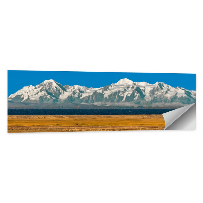 Snow-capped Peaks Over Lake Titicaca Wall Art as a poster print