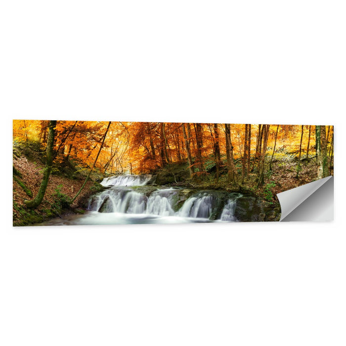 Autumn Forest Waterfall Wall Art as a poster print